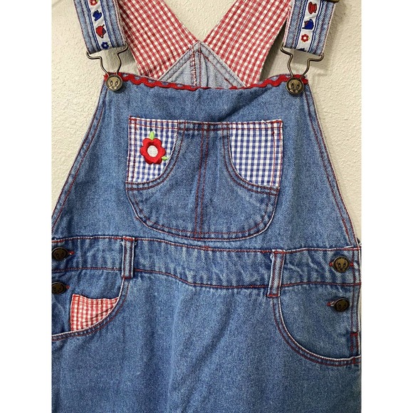 Vintage Looney Tunes Denim Overall Dress Embroidered Tweety Bird size 12 - Picture 5 of 6